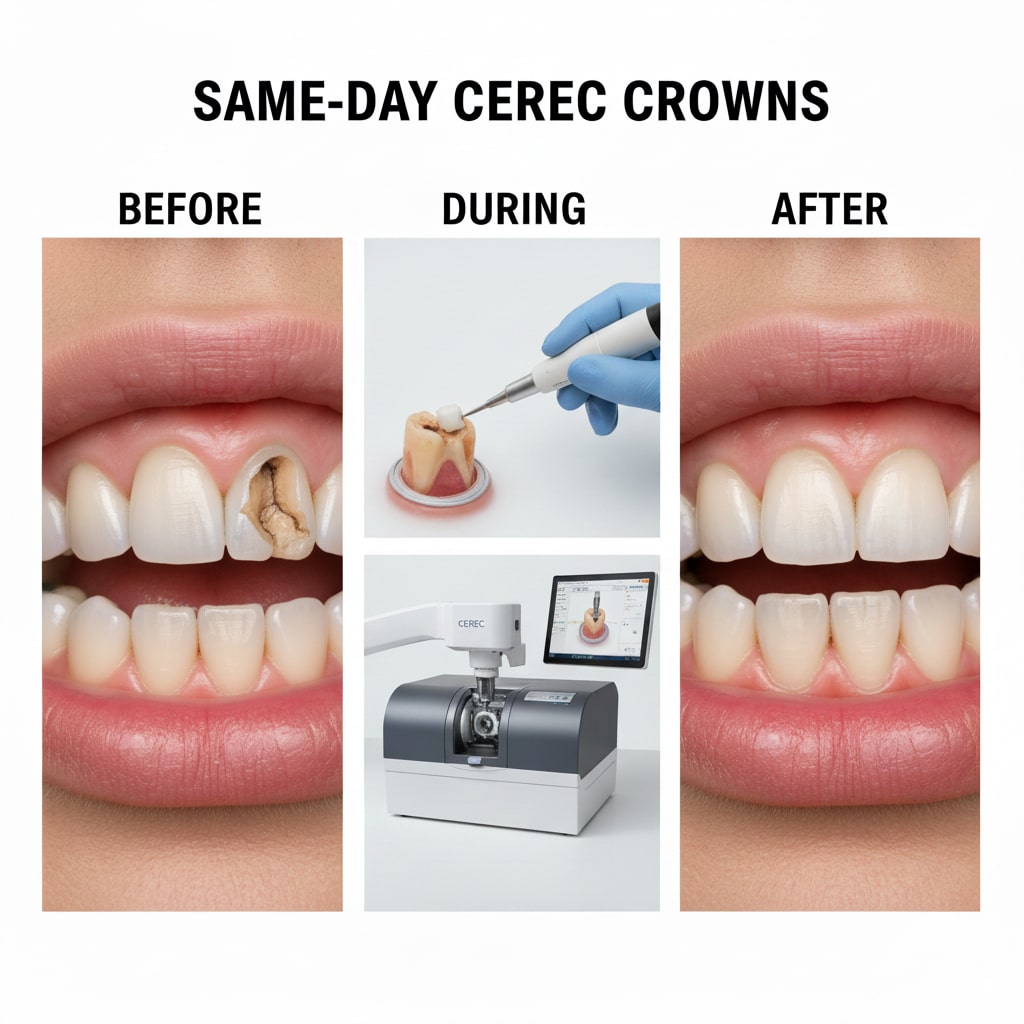 Before After Same Day CEREC Crowns in Phoenix